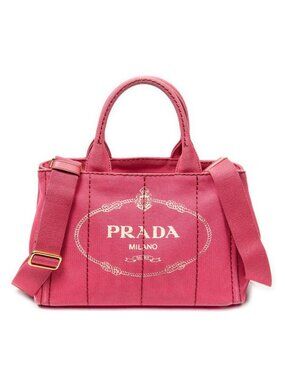 Prada Small Canapa Tote Bag Fuchsia Pink Canvas